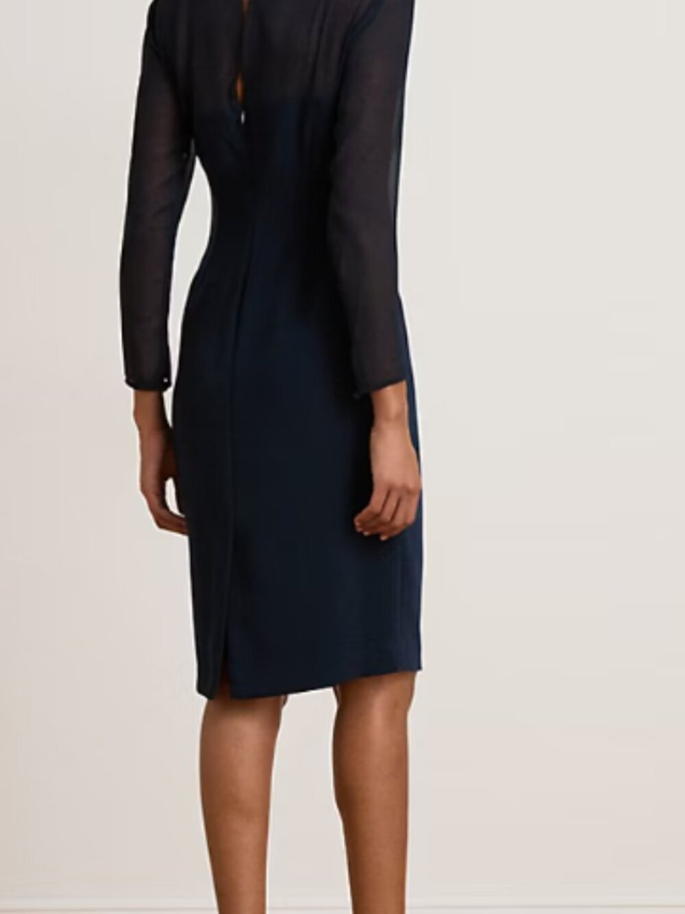 Lauren Ralph Laurencrepe Chiffon Illusion Round Neck Cocktail Dress